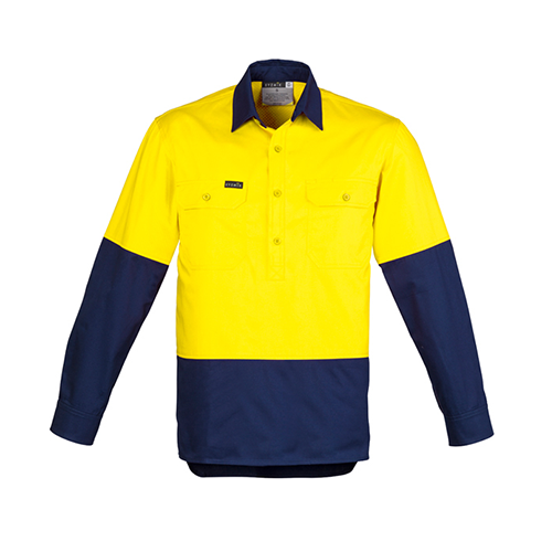 Mens Hi Vis Closed Front Long Sleeve Shirt | ZW560