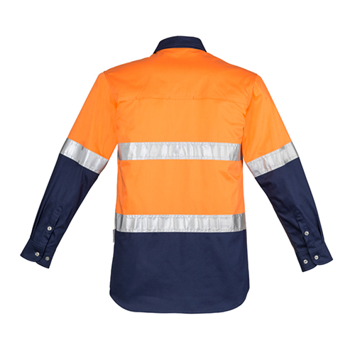 Mens Hi Vis Spliced Industrial Long Sleeve Shirt - Hoop Taped | ZW123