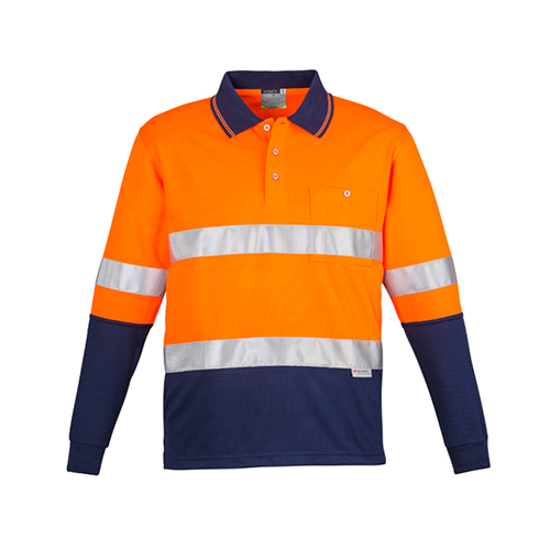 Mens Hi Vis Spliced Long Sleeve Polo (Hoop Taped) | ZH235