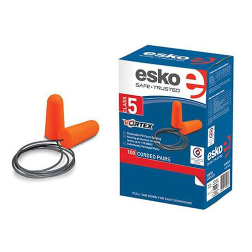 Esko | Vortex Disposable Corded Earplugs (Class 5) | Box of 100 Pairs