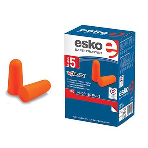 Esko | Vortex Disposable Orange Uncorded Ear Plugs (Class 5) | Box of 200