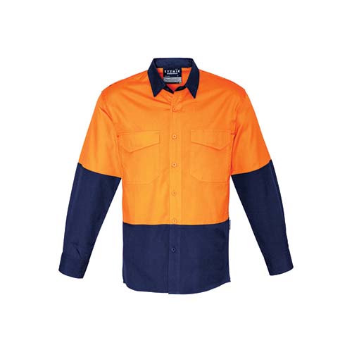 Syzmik Workwear | Mens Rugged Cooling Hi Vis Spliced Long Sleeve Shirt | ZW128