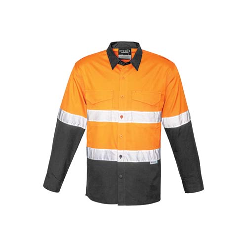 Mens Rugged Cooling Taped Long Sleeve Hi Vis Spliced Shirt | ZW129