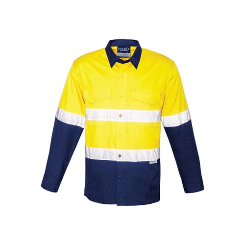 Syzmik Workwear | Mens Rugged Cooling Taped Long Sleeve Hi Vis Spliced Shirt | ZW129
