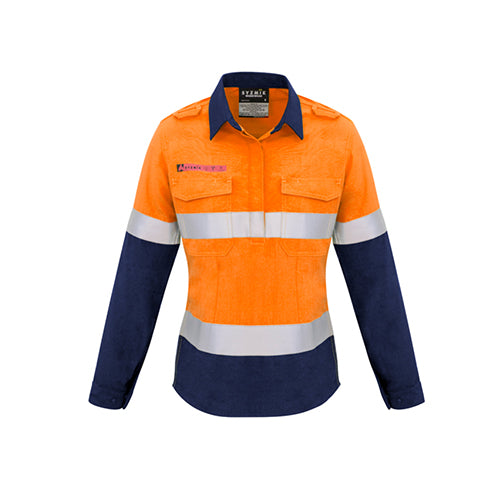 Womens Closed Front Hoop Taped Spliced Shirt | ZW131