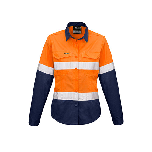 Syzmik Workwear | Womens Rugged Cooling Taped Hi Vis Spliced Long Sleeve Shirt | ZW720