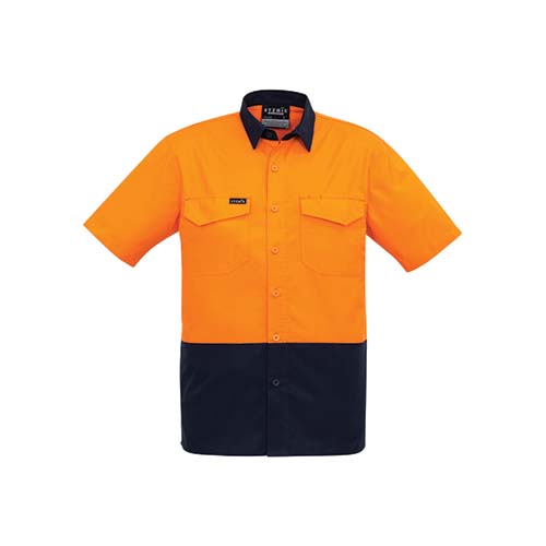 Mens Rugged Cooling Hi Vis Spliced Short Sleeve Shirt | ZW815