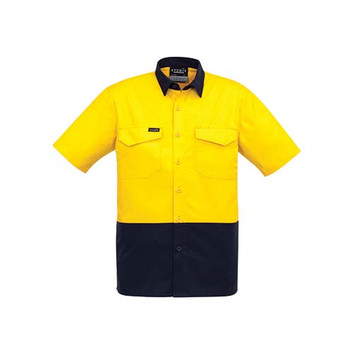 Syzmik Workwear | Mens Rugged Cooling Hi Vis Spliced Short Sleeve Shirt | ZW815