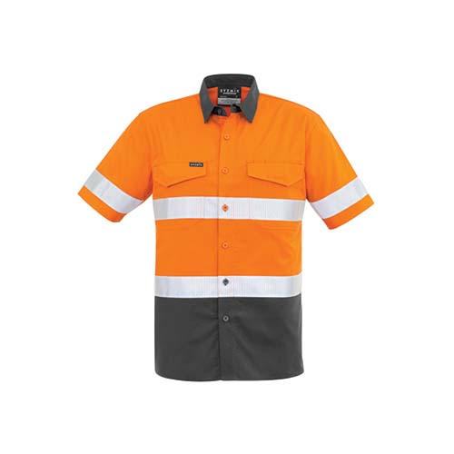 Mens Rugged Cooling Taped Hi Vis Spliced Short Sleeve Shirt | ZW835