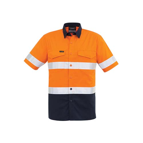 Mens Rugged Cooling Taped Hi Vis Spliced Short Sleeve Shirt | ZW835