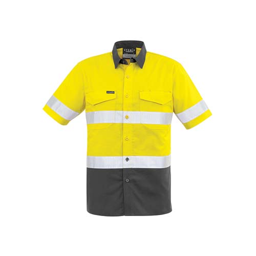Mens Rugged Cooling Taped Hi Vis Spliced Short Sleeve Shirt | ZW835