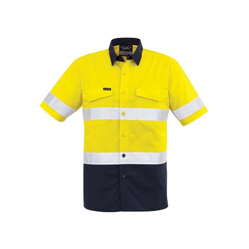 Mens Rugged Cooling Taped Hi Vis Spliced Short Sleeve Shirt | ZW835