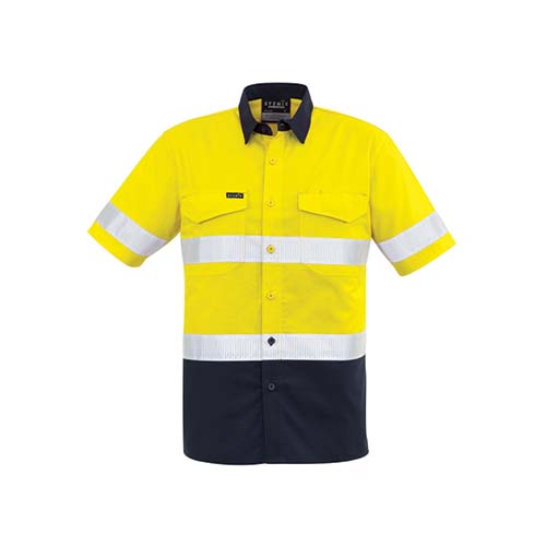 Syzmik Workwear | Mens Rugged Cooling Taped Hi Vis Spliced Short Sleeve Shirt | ZW835