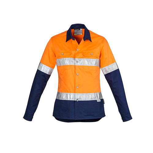 Womens Hi Vis Spliced Industrial Long Sleeve Cotton Shirt | ZWL123