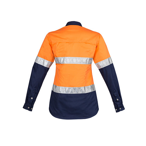 Womens Hi Vis Spliced Industrial Long Sleeve Cotton Shirt | ZWL123