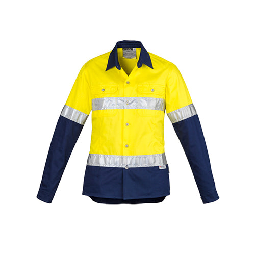 Womens Hi Vis Spliced Industrial Long Sleeve Cotton Shirt | ZWL123