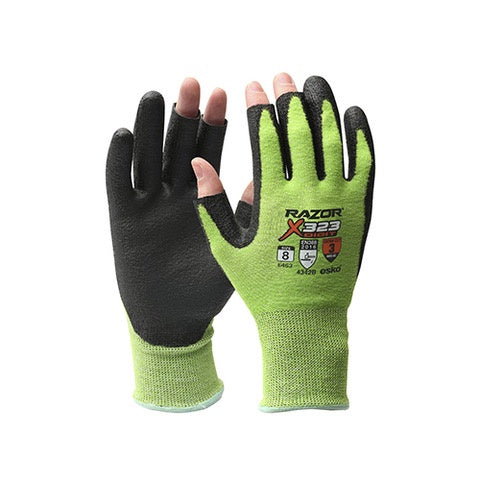 Esko | Razor X323 Fingerless Hi-Vis Green Cut 3 Glove | Pack of 12