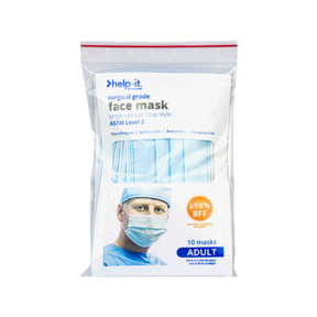 Surgical Face Masks | Help It 4 Ply Ear Loop Masks - 10 Masks | 10 Packs