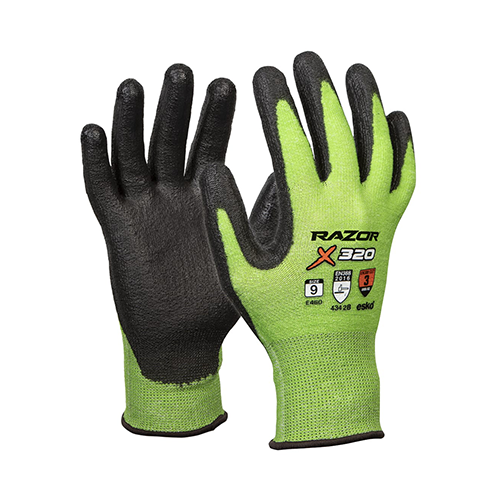 Esko | Razor X320 Hi-Vis Green Cut 3 Gloves | Carton of 120 Pairs