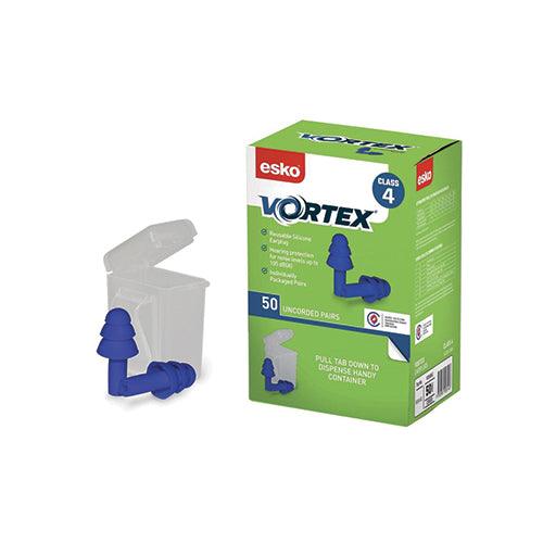 Vortex Reusable Uncorded Class 4 Earplugs | Box of 50 Pairs